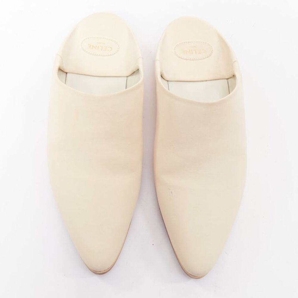 Celine Leather Gold Logo Slippers
